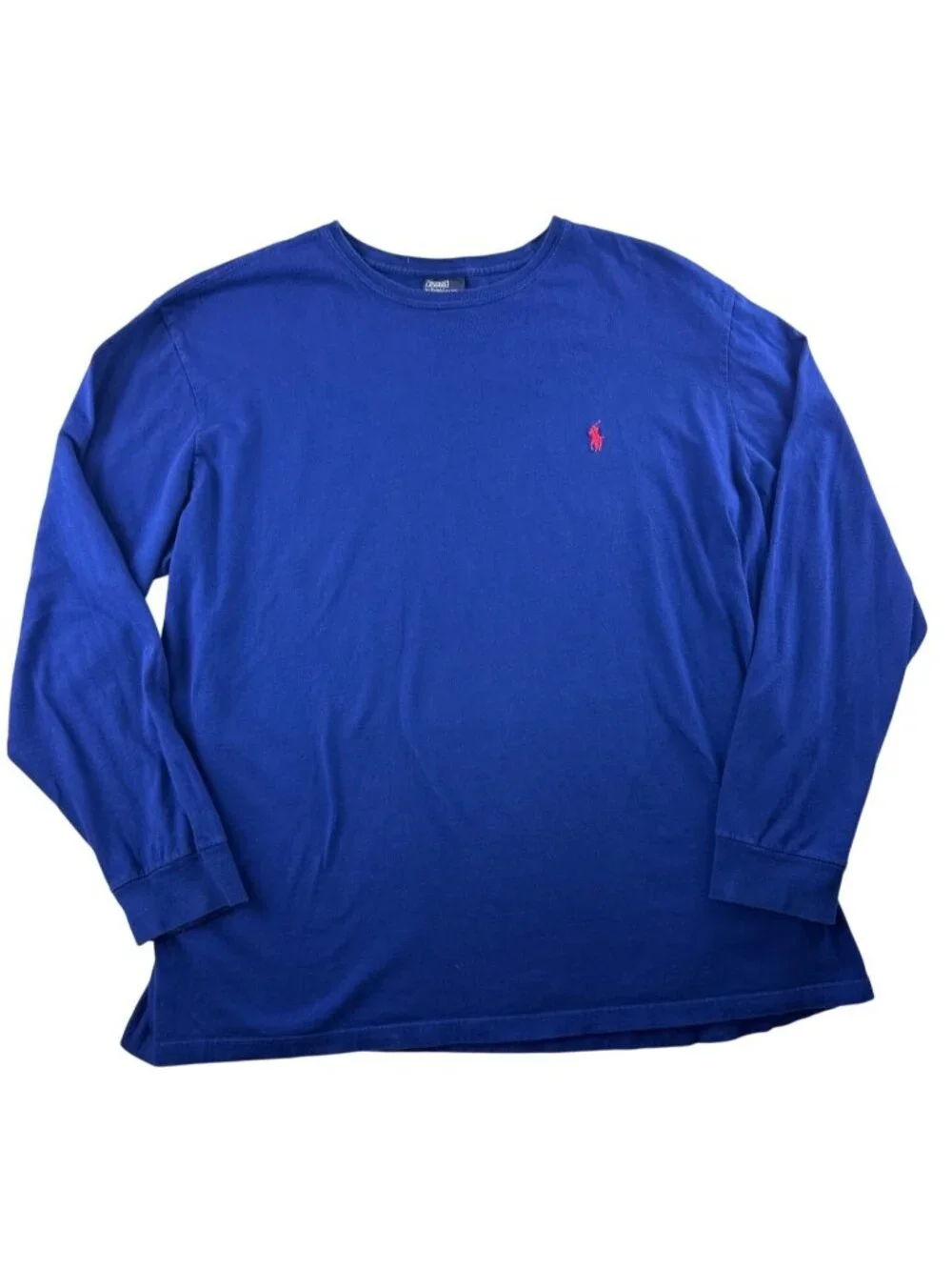 Polo Ralph Lauren XXL Blue Long Sleeve T Shirt Red Pony 100% Cotton